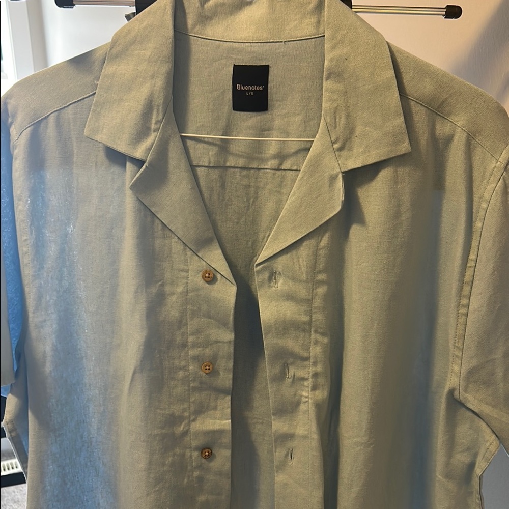Bluenotes Blue Casual Button Down Shirt Lightweight